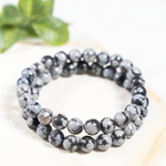 Black Snowflake Obsidian Healing Gemstone Bracelet
