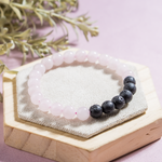 8mm Crystal Bracelet | Rose Quartz Diffuser Bracelet With Lava Crystal Beads, Healing Gemstone Bracelet