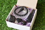 Black Tourmaline Crystal Gift Set, Real Polished Gemstones.