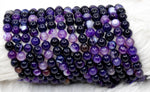 Natural Purple Banded Agate Round Beads