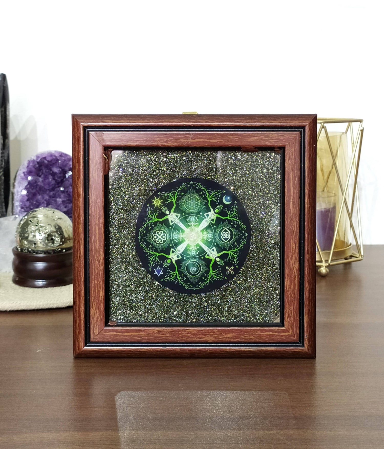 Pyrite Frame with Numinosity Mandala Art