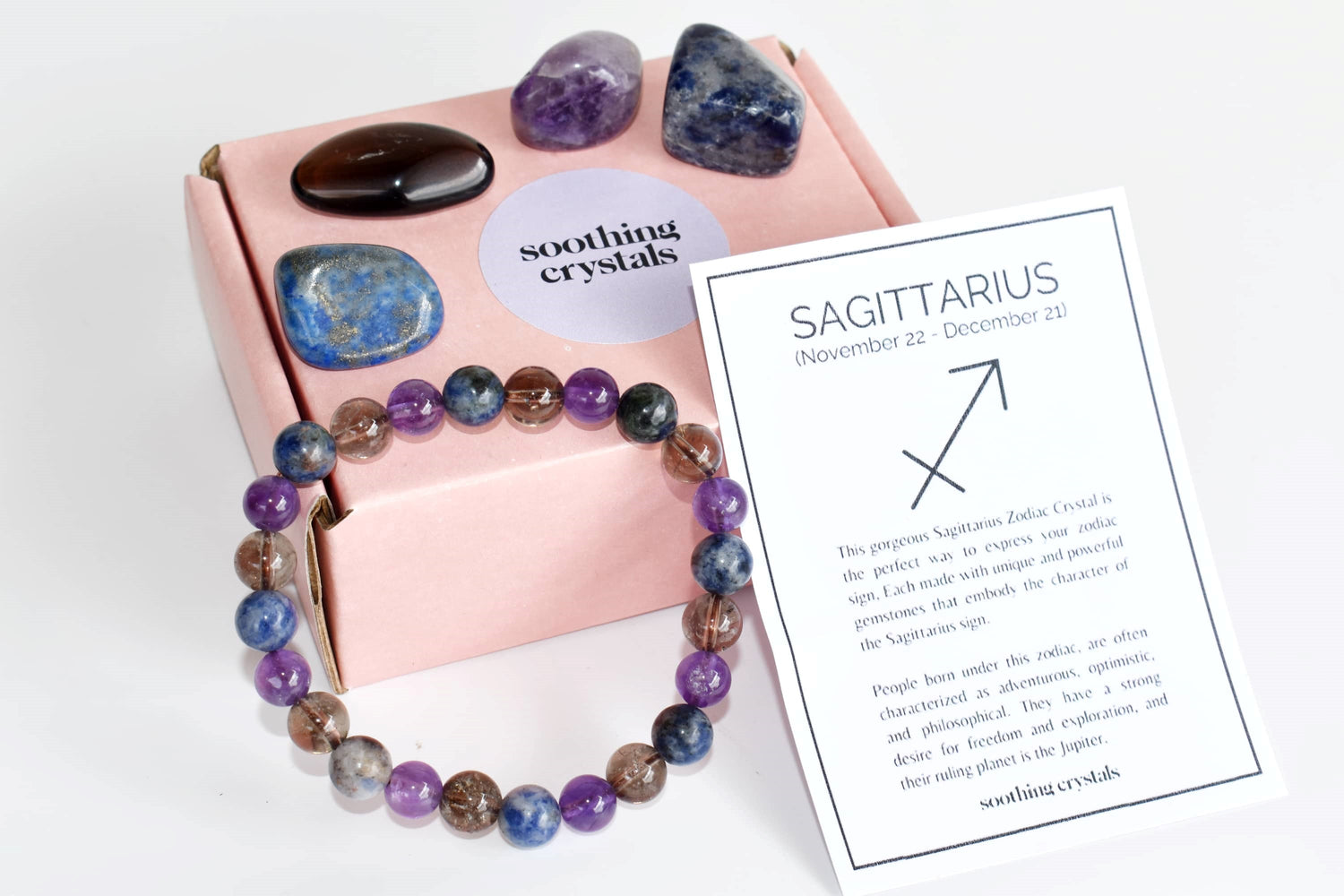 SAGITTARIUS Zodiac Crystal Kit Bracelet and Tumbles