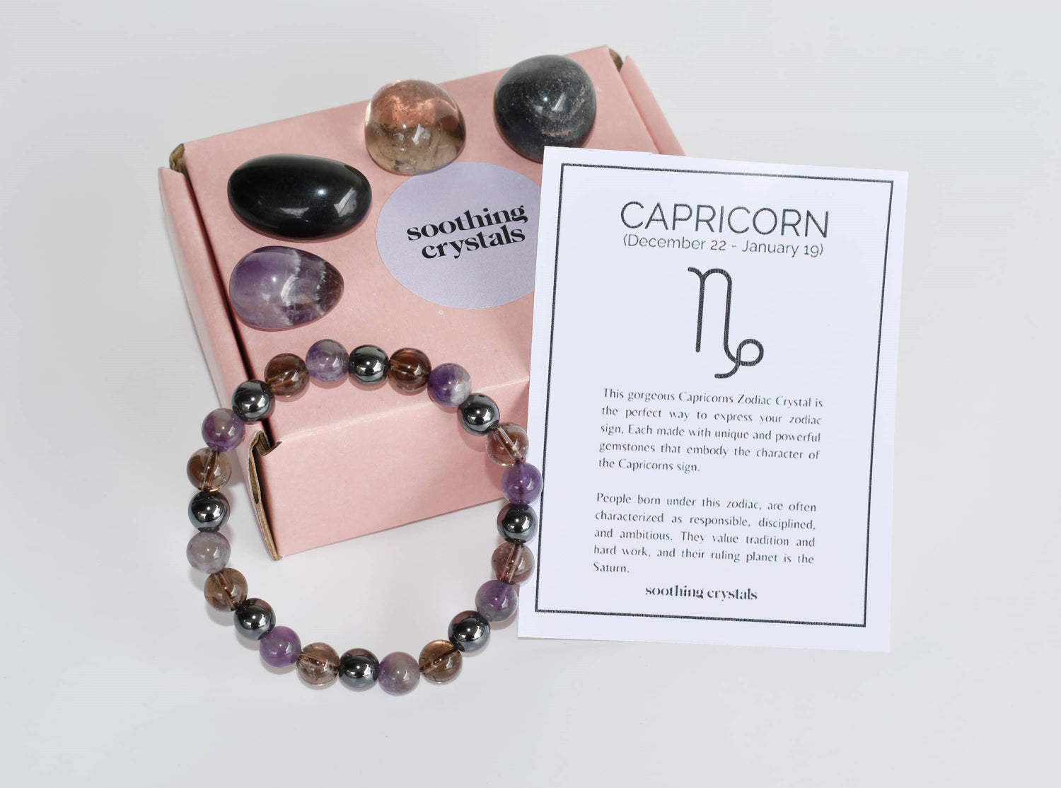 CAPRICORN Zodiac Crystal Kit, Bracelet & Tumbles