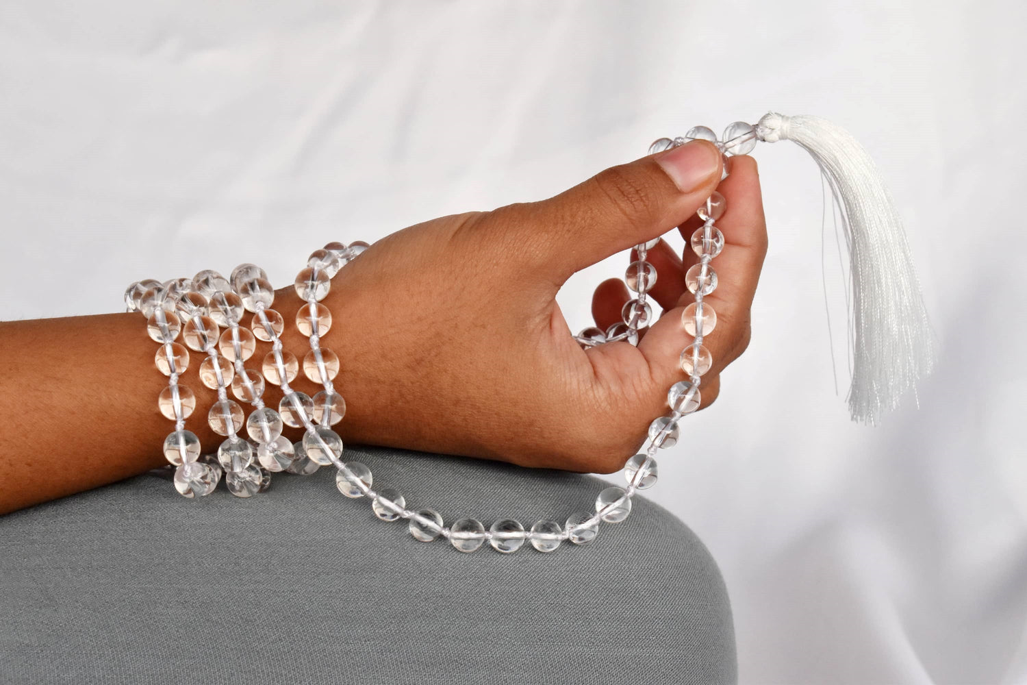 Crystal Quartz Mala With 108 Prayer Beads Perfect For Meditation Tibetan Jap Mala