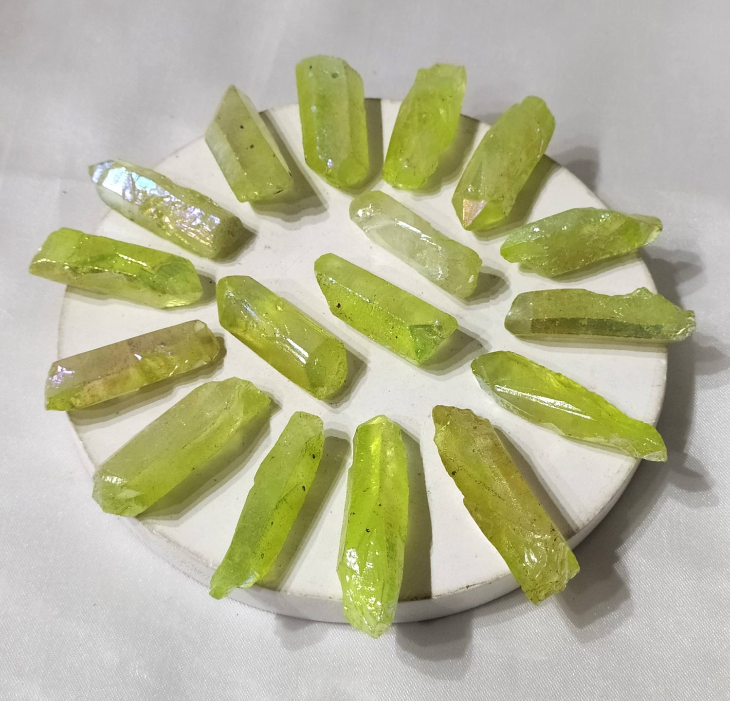 Peridot Aura Quartz Raw Points