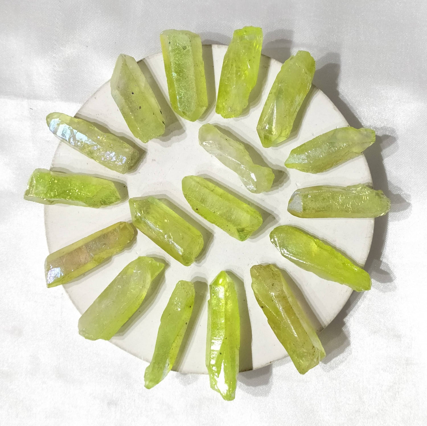 Peridot Aura Quartz Raw Points
