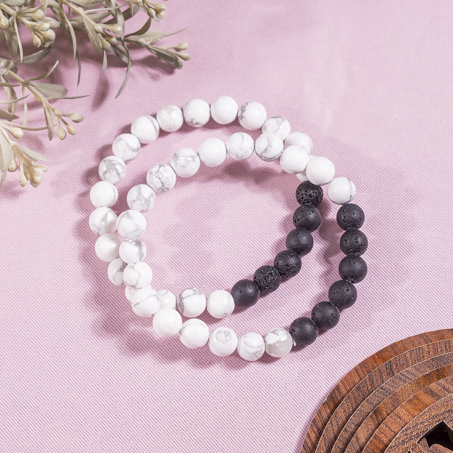 Howlite Diffuser Bracelet With Lava Crystal Beads