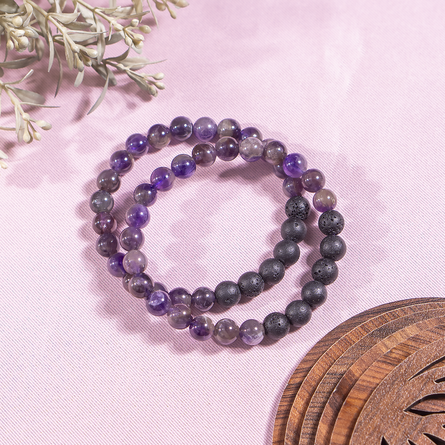 Amethyst Diffuser Bracelet With Lava Beads