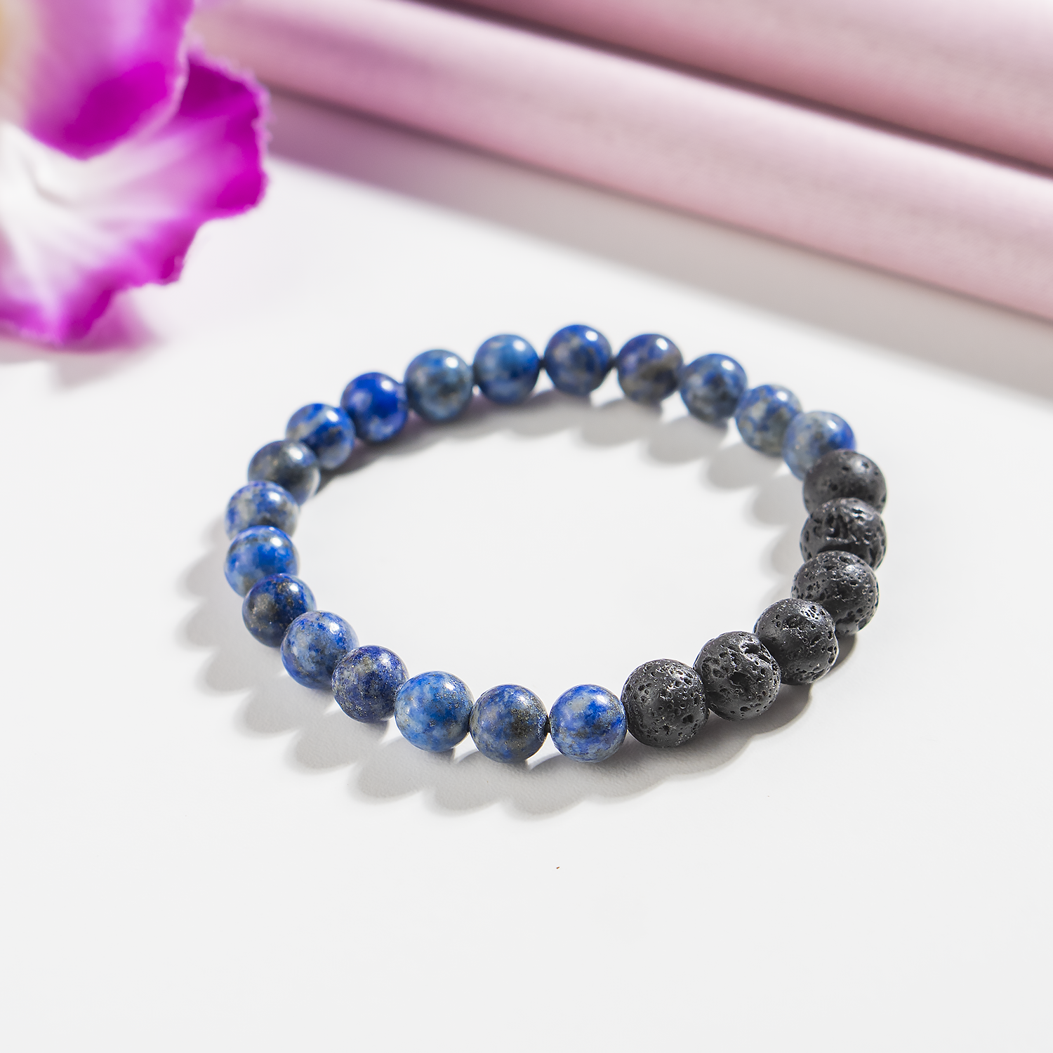 Lapis Lazuli Diffuser Bracelet With Lava Beads
