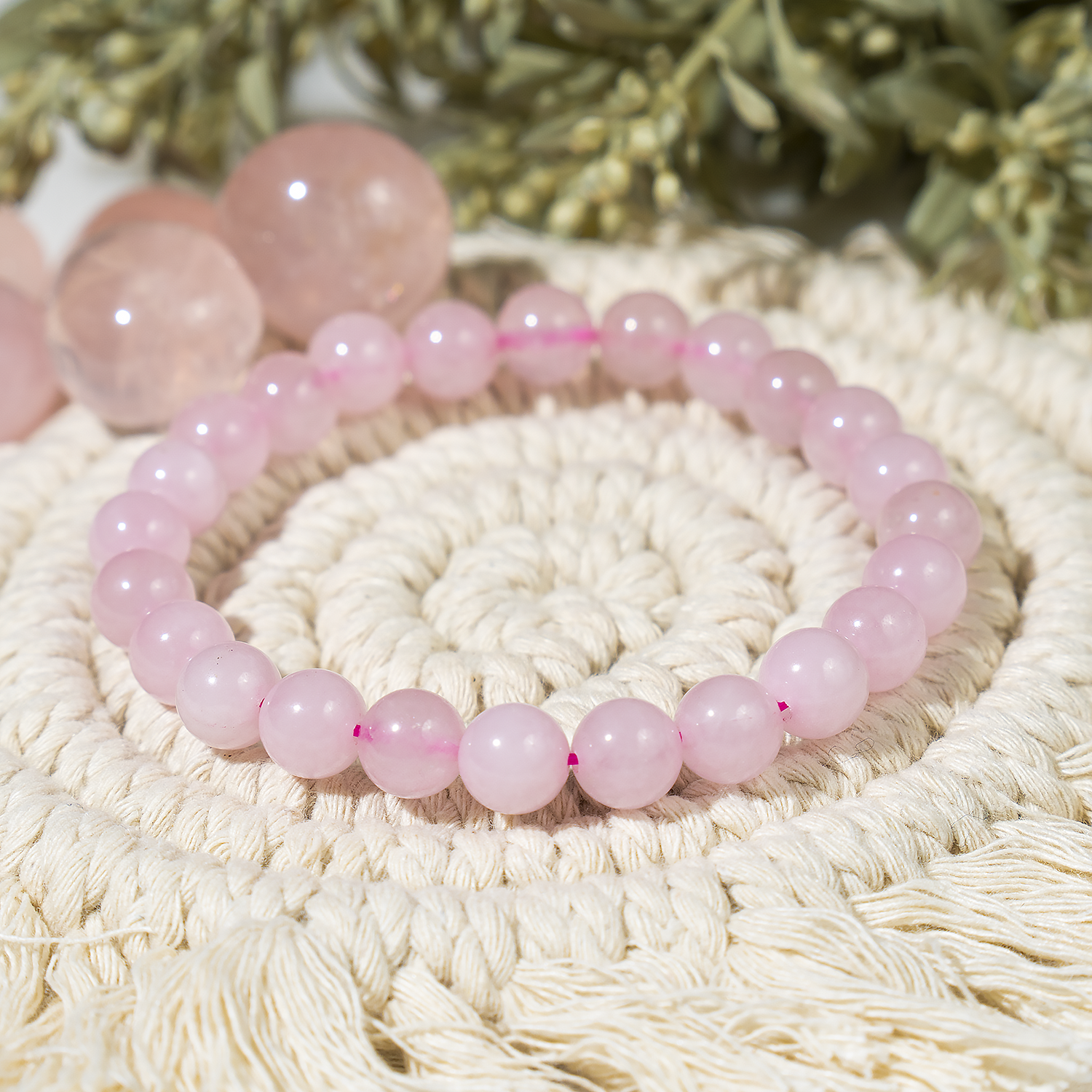 8mm Crystal Bracelets | Rose Quartz Healing Gemstone Bracelets