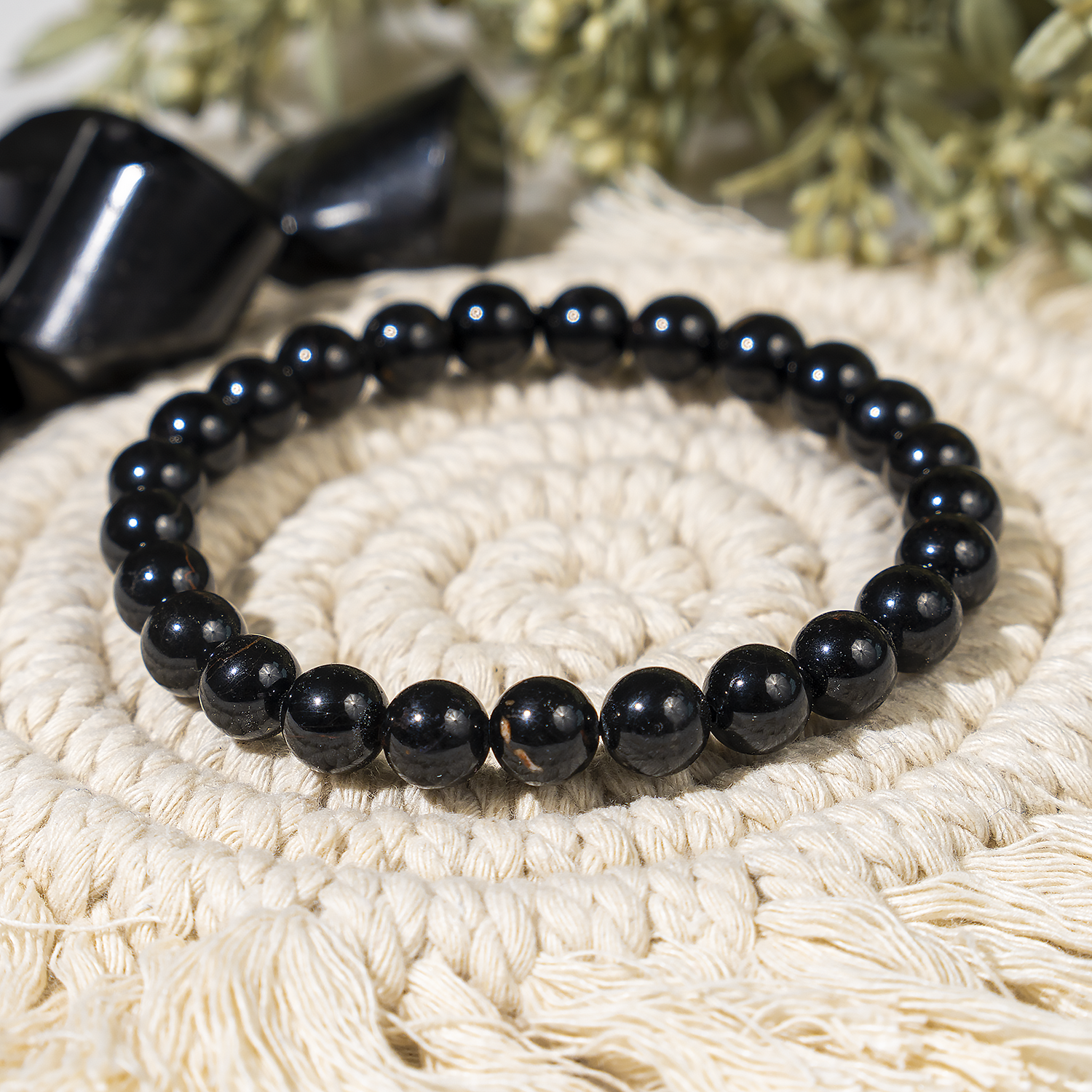 8mm Crystal Bracelet | Black Tourmaline Healing Gemstone Bracelets