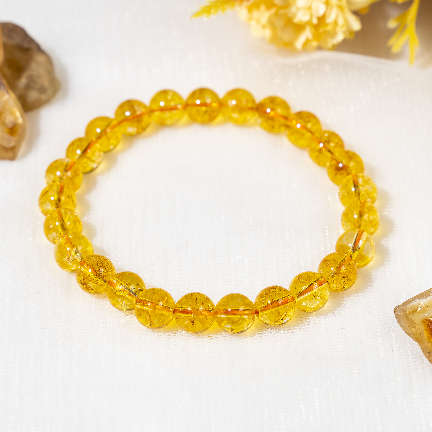 8mm Crystal Bracelets | Heated Citrine | Healing Gemstone Bracelets