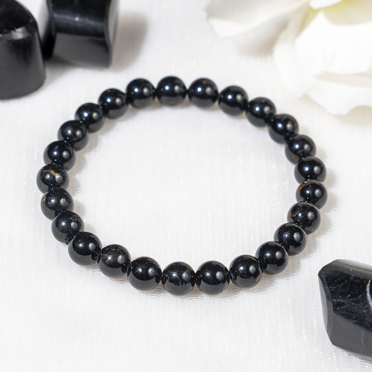 8mm Crystal Bracelet | Black Tourmaline Healing Gemstone Bracelets