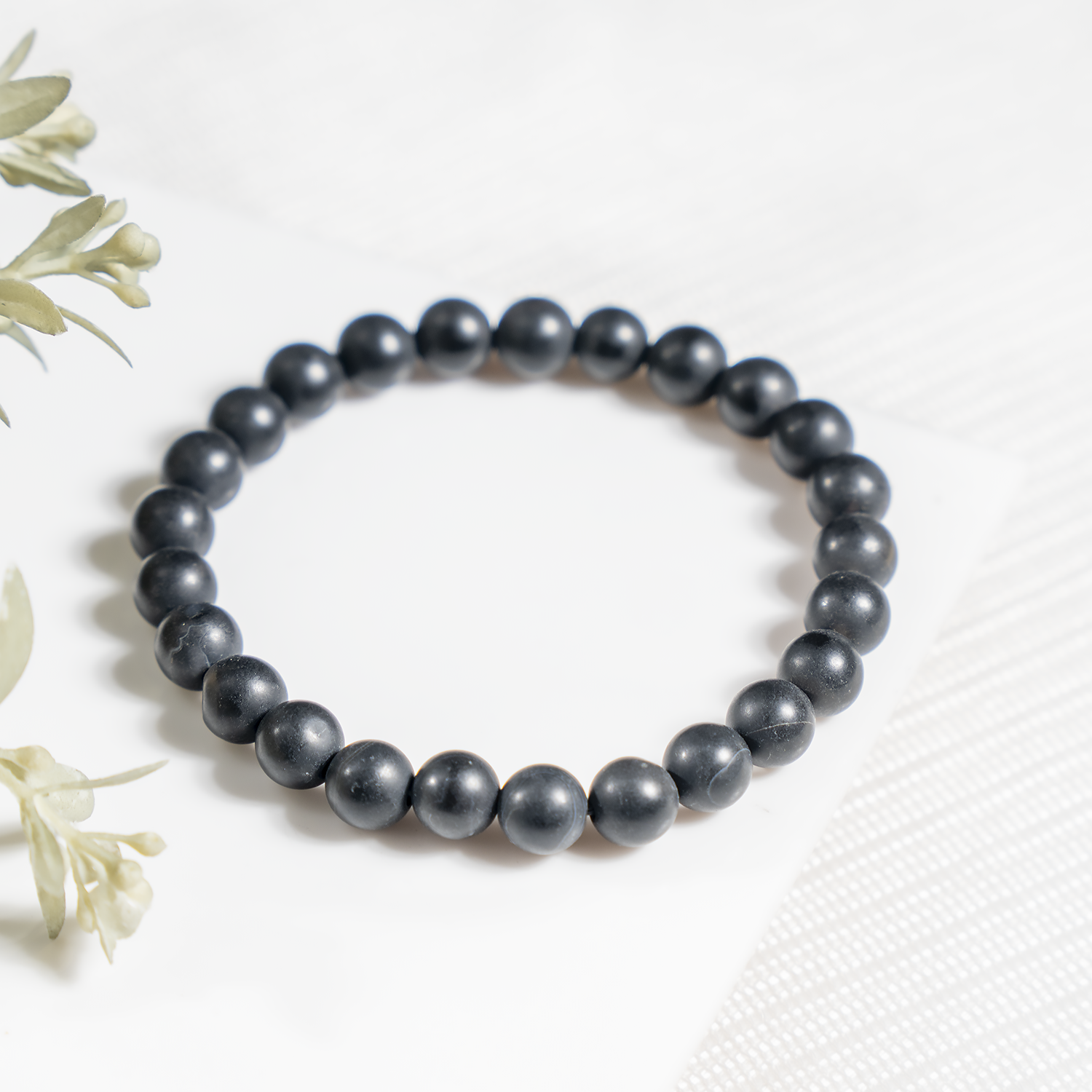 Matt Black Onyx Beads Bracelet