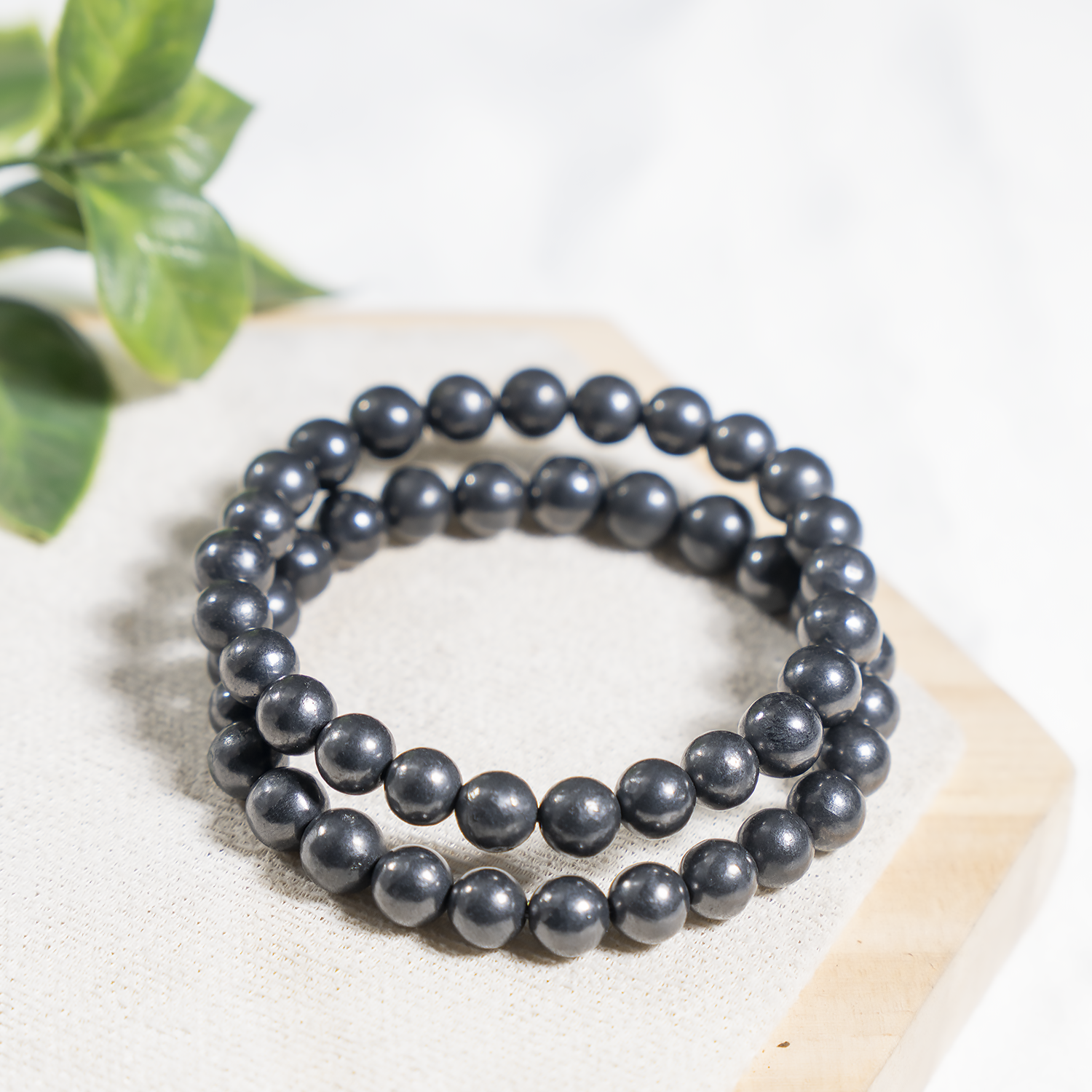 Black Shungite Beads Bracelet