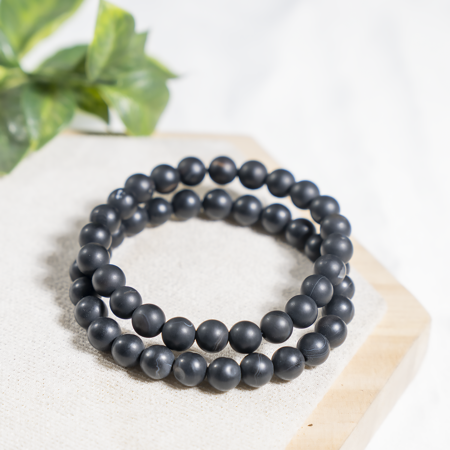 Matt Black Onyx Beads Bracelet