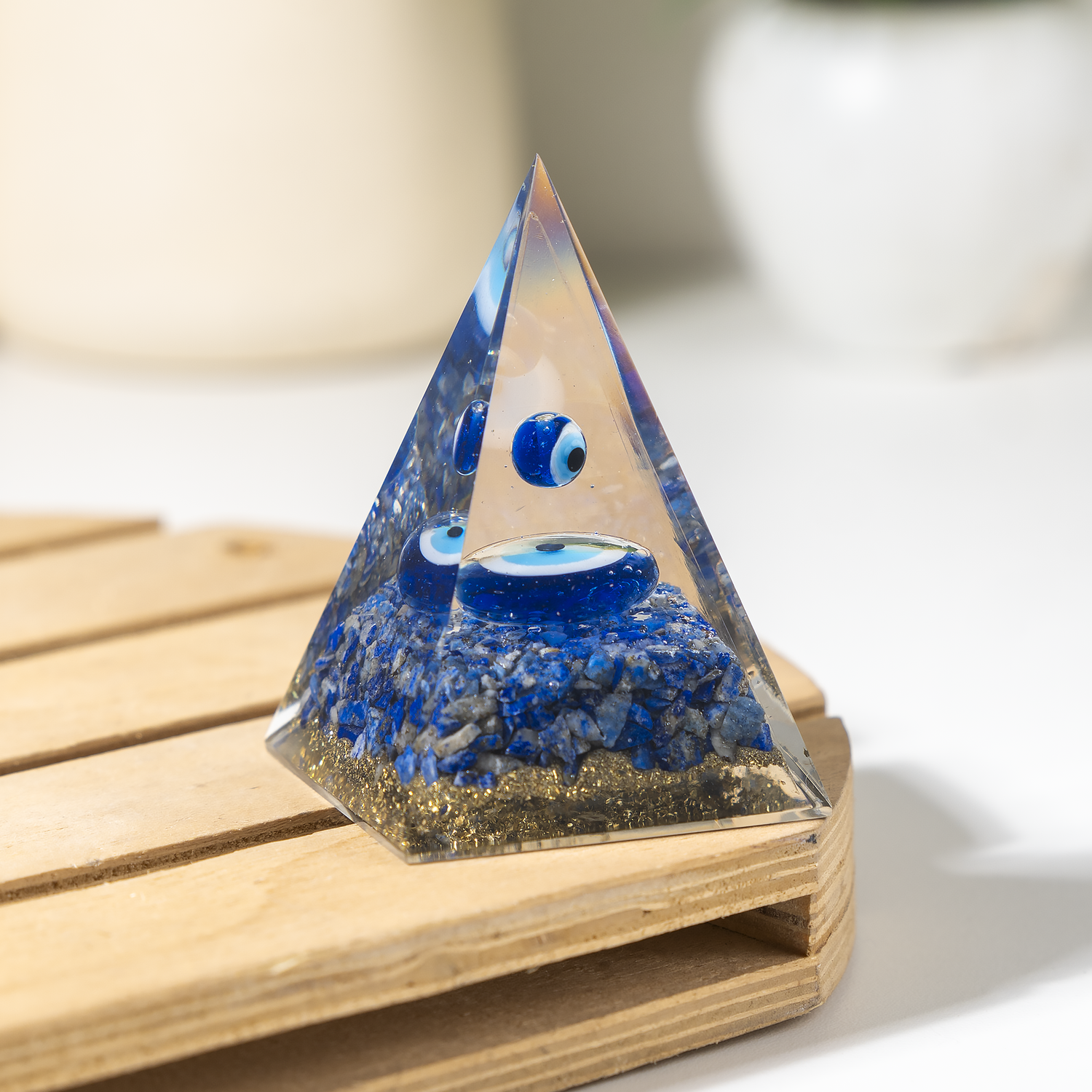 Lapis Lazuli Evil Eye Protection Pyramid