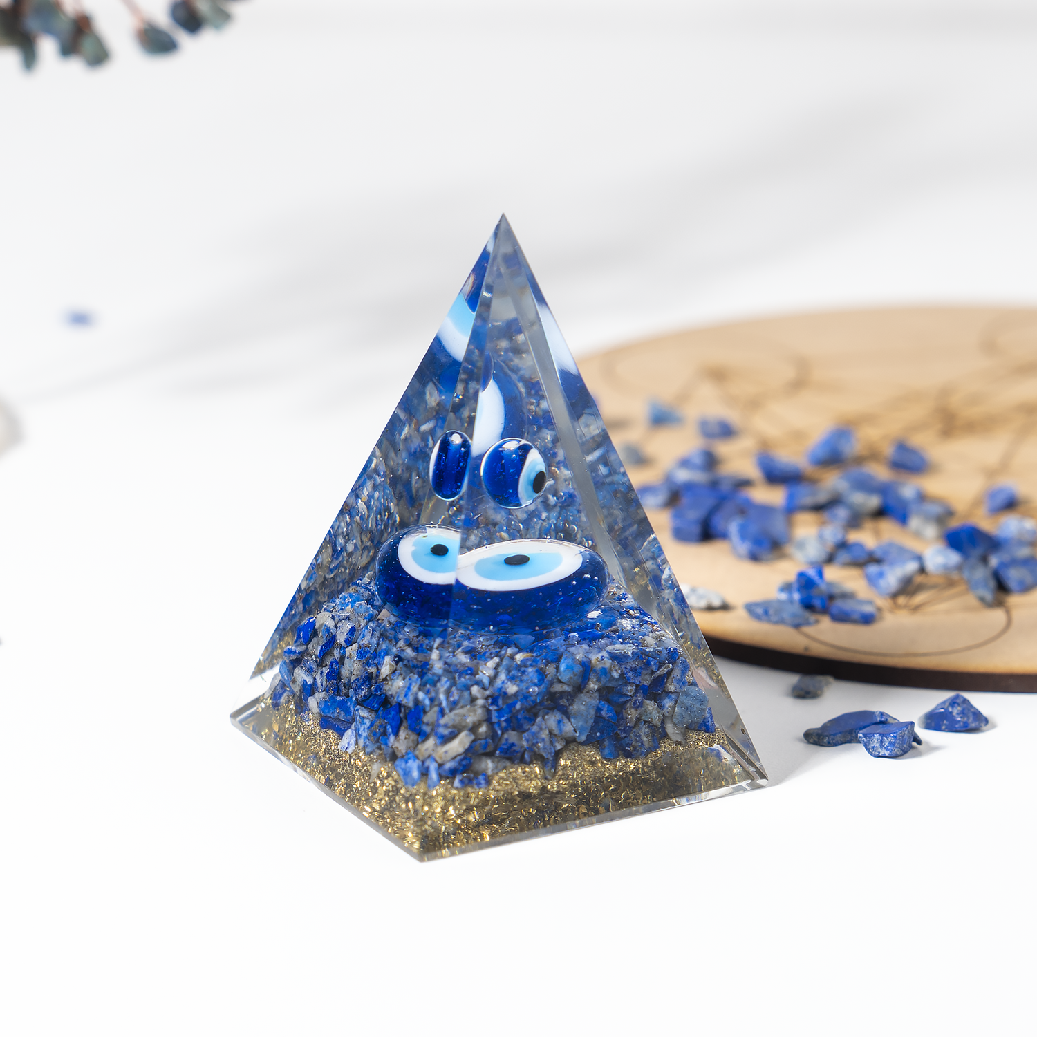Lapis Lazuli Evil Eye Protection Pyramid