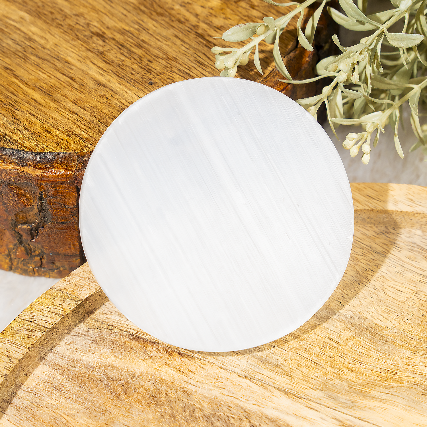 3-Inch Selenite Plain Round Charging Plate for Cleansing & Charging