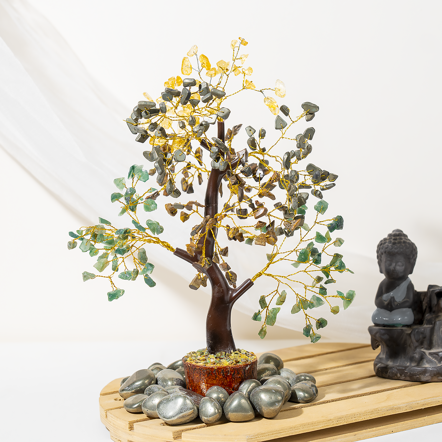 300 Chips Money Magnet Gemstone Tree, Crystal Tree Of Life