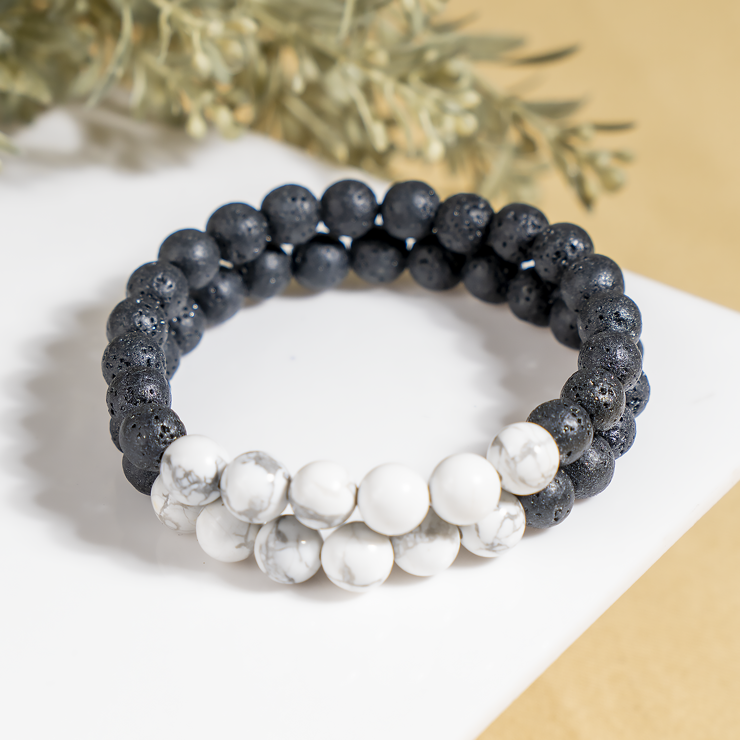 Lava Diffuser Bracelet with Howlite Beads