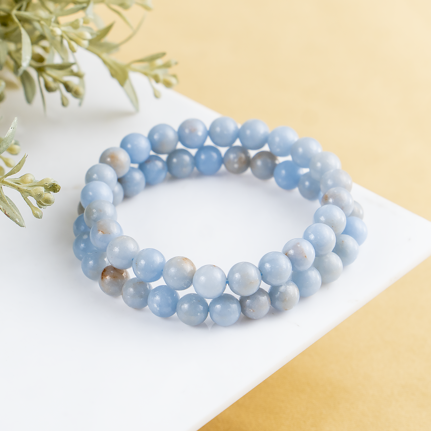 8mm Crystal Bracelet | Angelite Bracelet | Healing Gemstone Bracelet