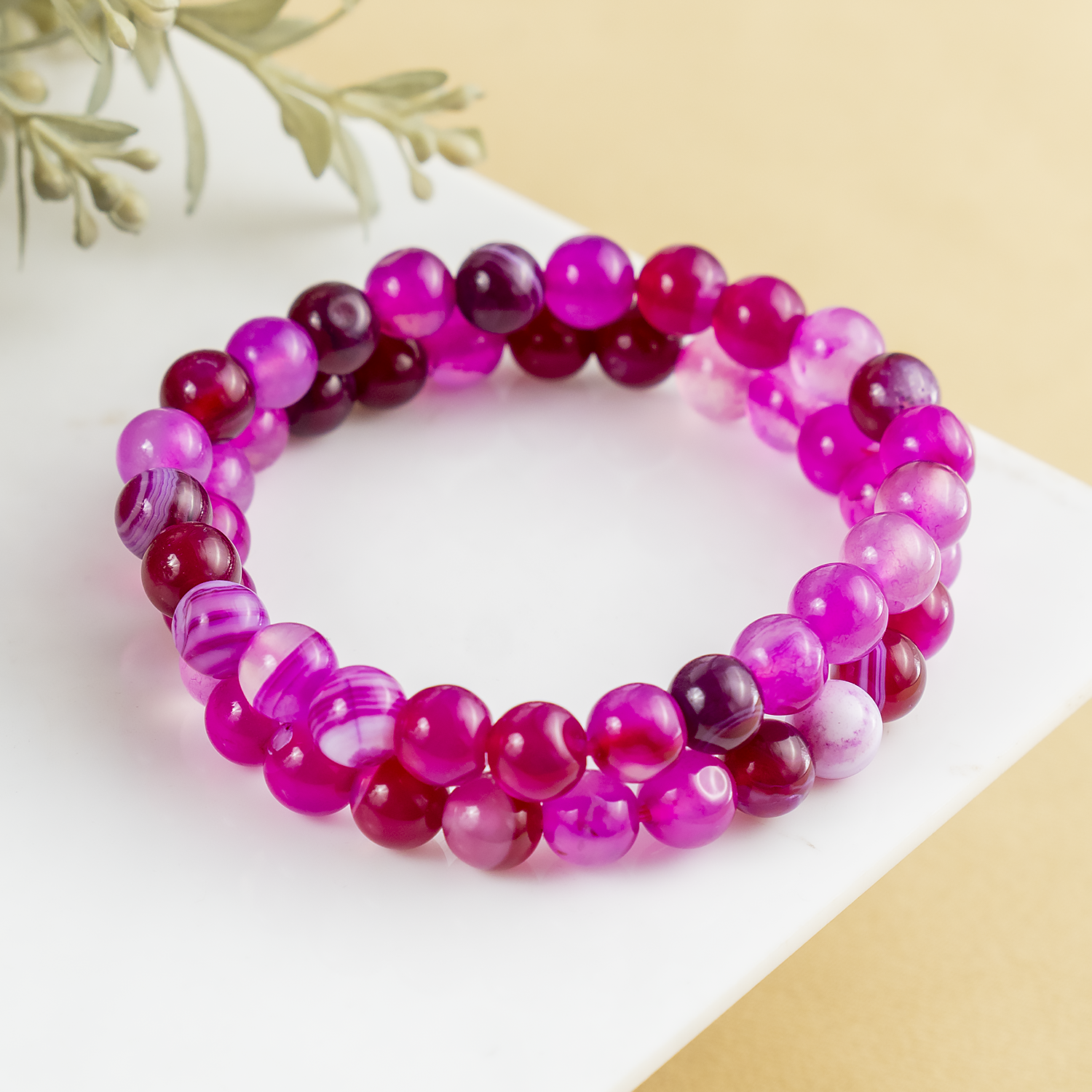 Pink Banded Agate Bracelets
