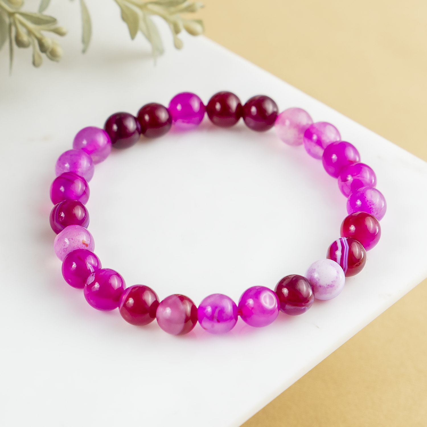 Pink Banded Agate Bracelets