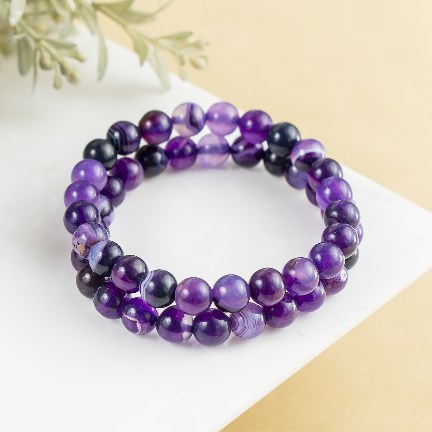 Purple Banded Agate Bracelets