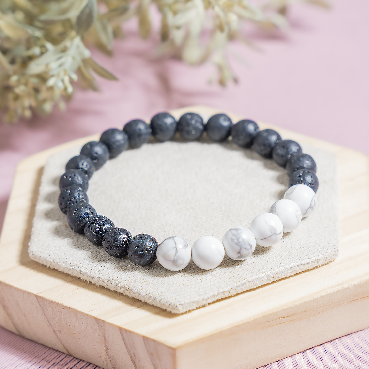 Lava Diffuser Bracelet with Howlite Beads