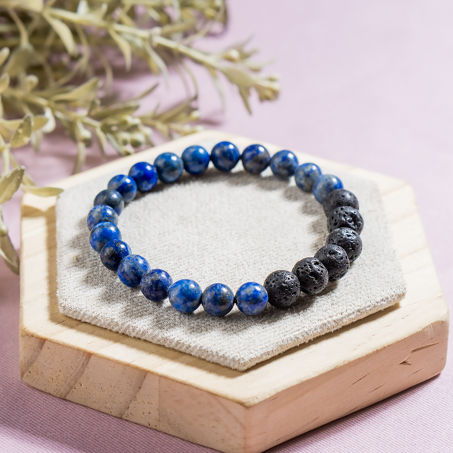 Lapis Lazuli Diffuser Bracelet With Lava Beads