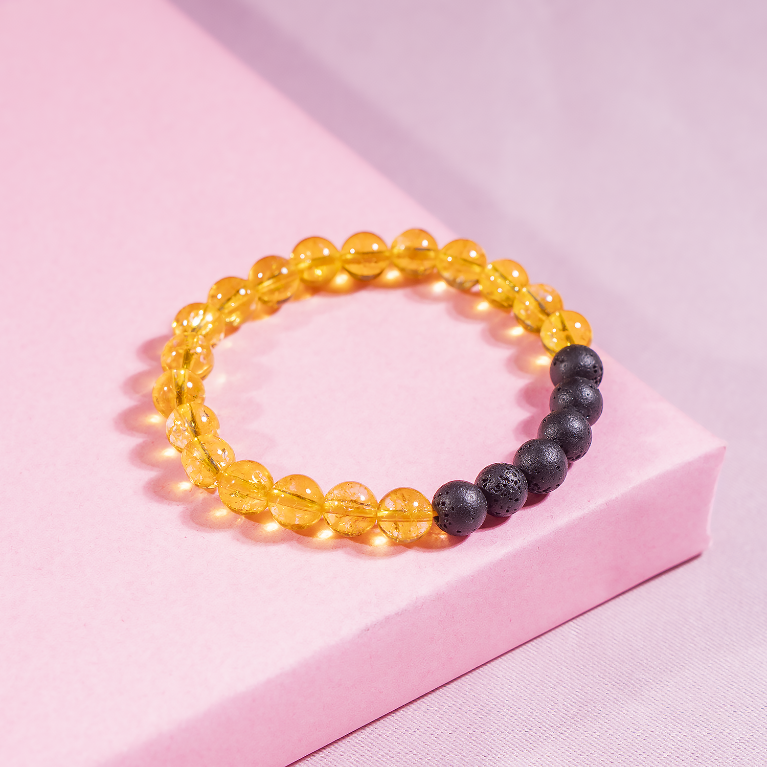 Heated Citrine Diffuser Bracelet With Lava Beads
