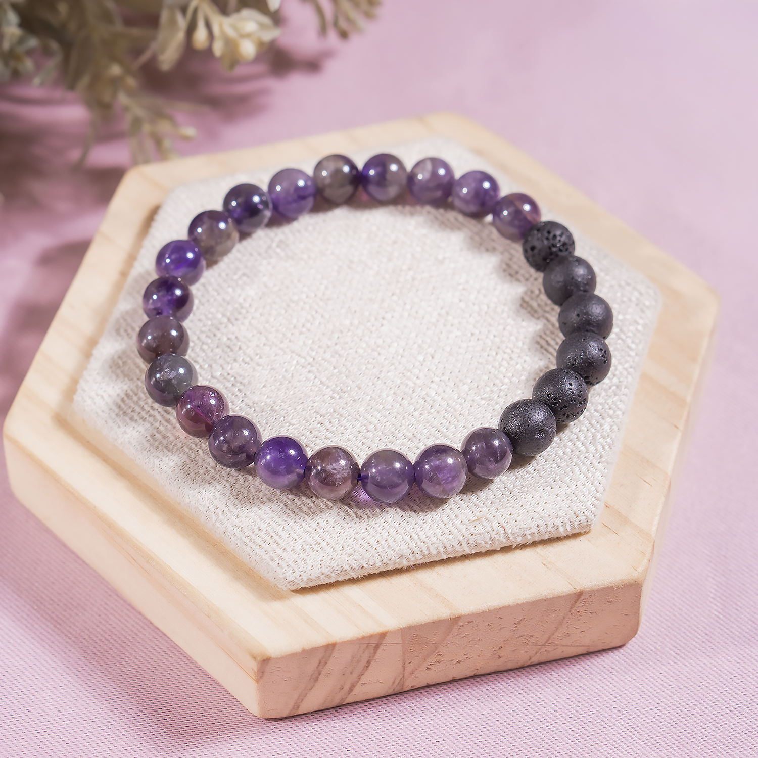 Amethyst Diffuser Bracelet With Lava Beads