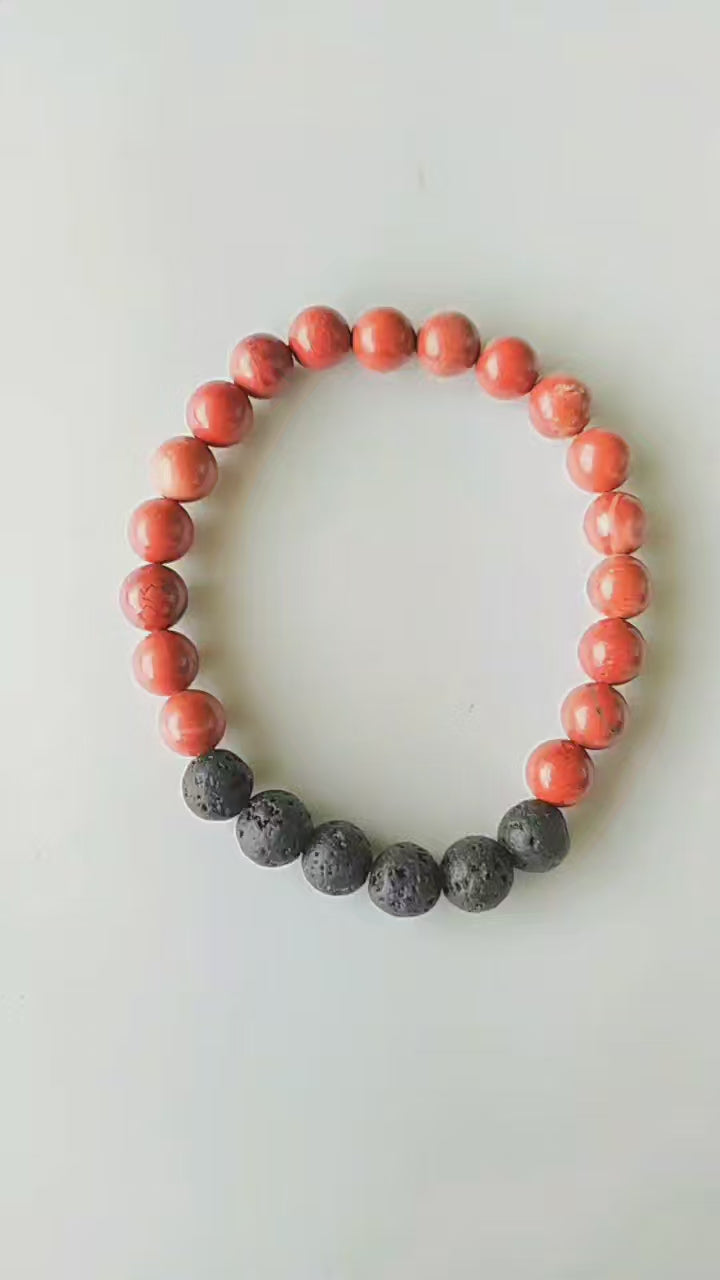 Red Jasper Diffuser Bracelet With Lava Crystal Beads