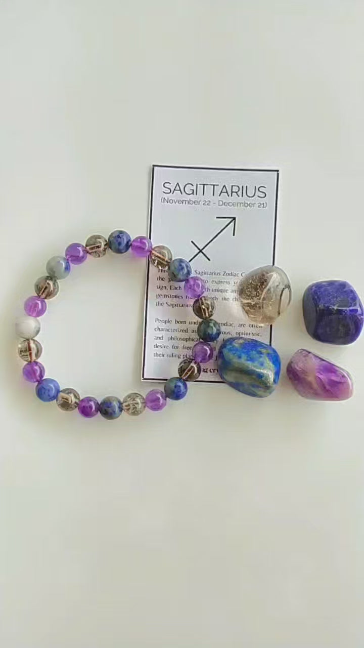 SAGITTARIUS Zodiac Crystal Kit Bracelet and Tumbles