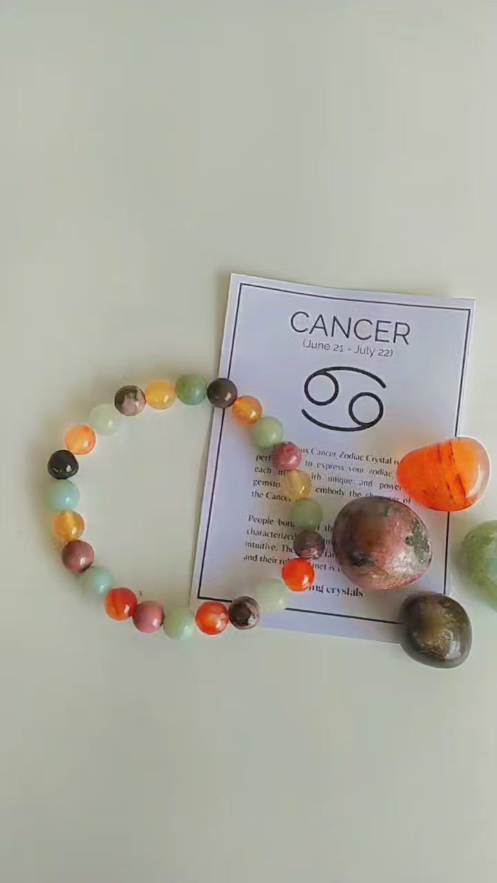 CANCER Zodiac Crystal Kit, Bracelet with Tumbles