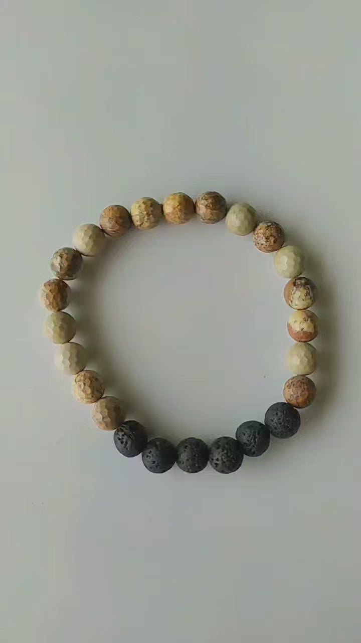 Picture Jasper Diffuser Bracelet With Lava Beads