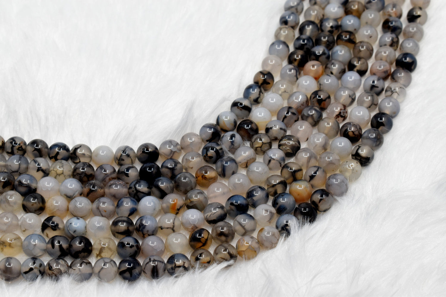 Natural DragonVein Agate  Round Beads