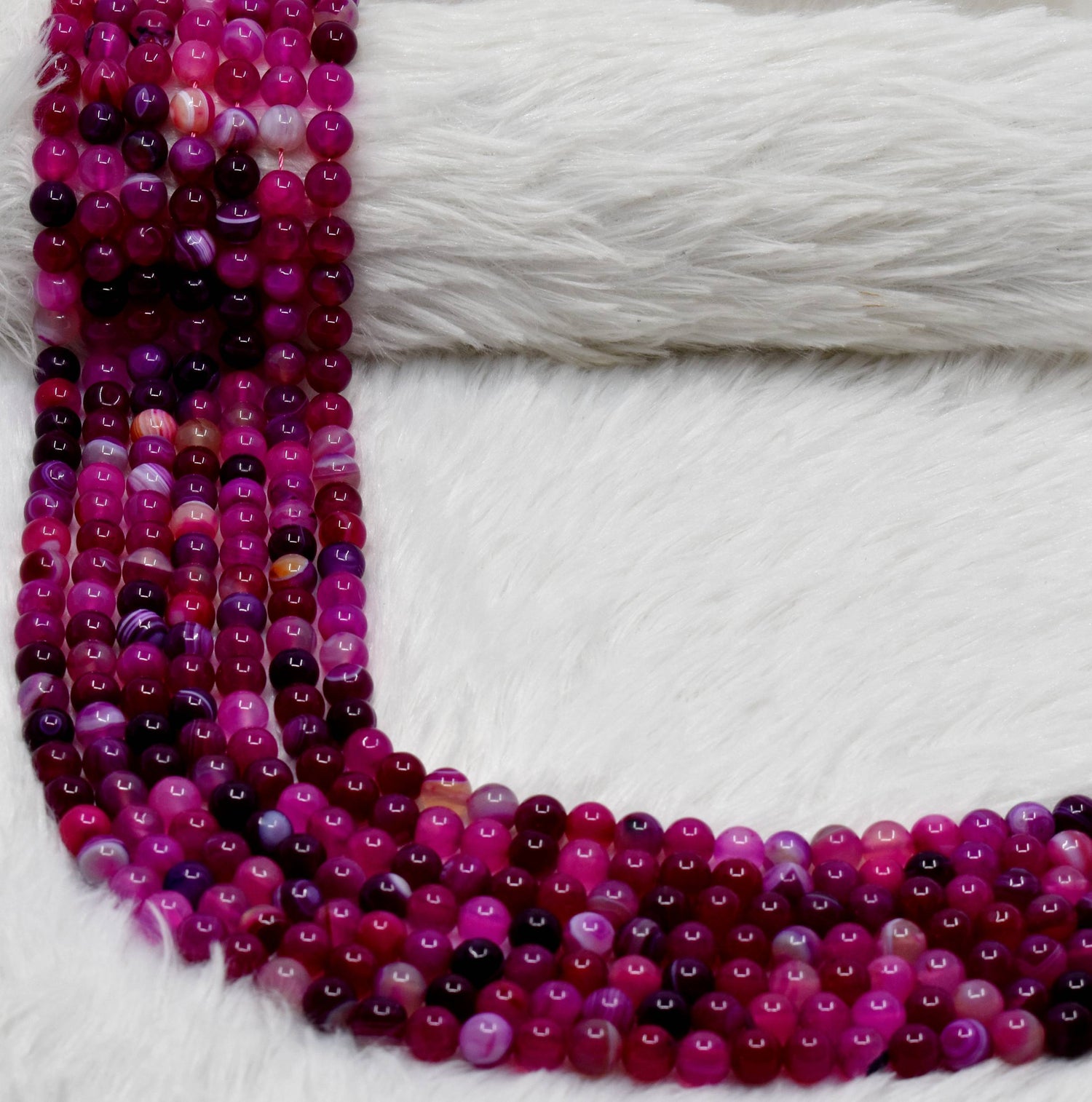 Natural Pink Banded Agate Round Beads