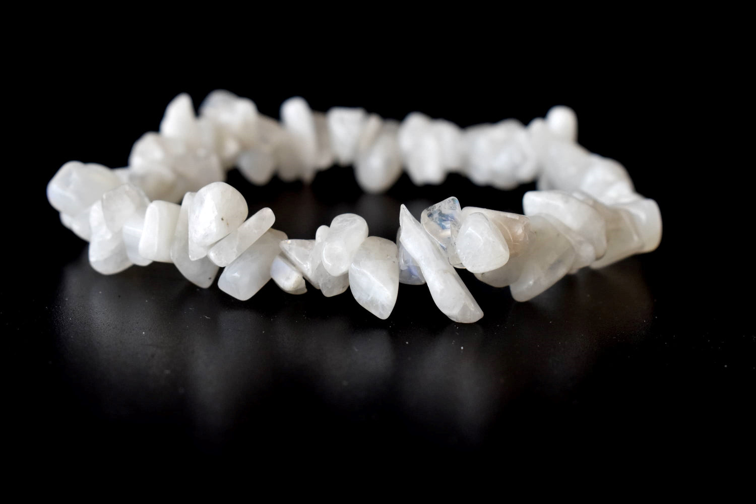 White Rainbow Moonstone Chip Bracelet