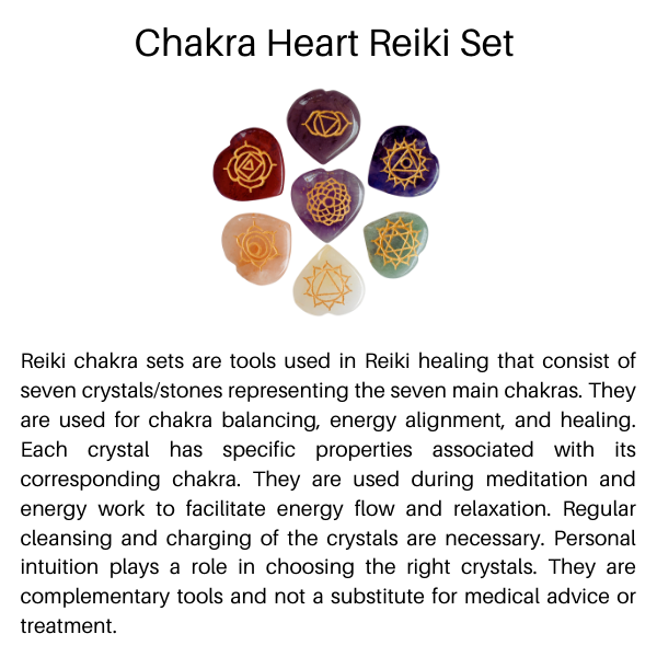 Heart Shaped Reiki 7 Chakra Stones Set, Chakra Set