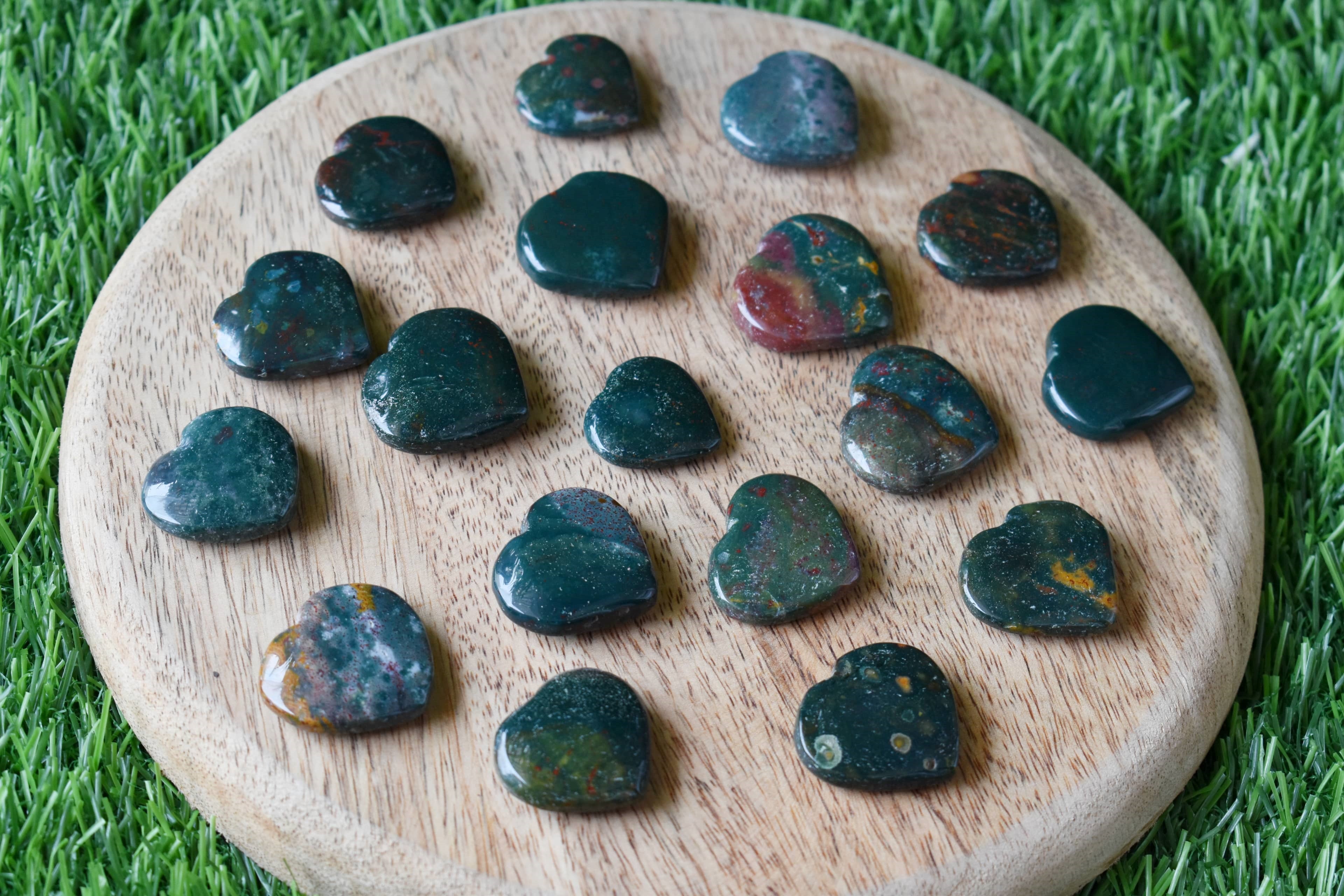 1 Inch Bloodstone Heart, Puffy Mini Pocket Stone Heart