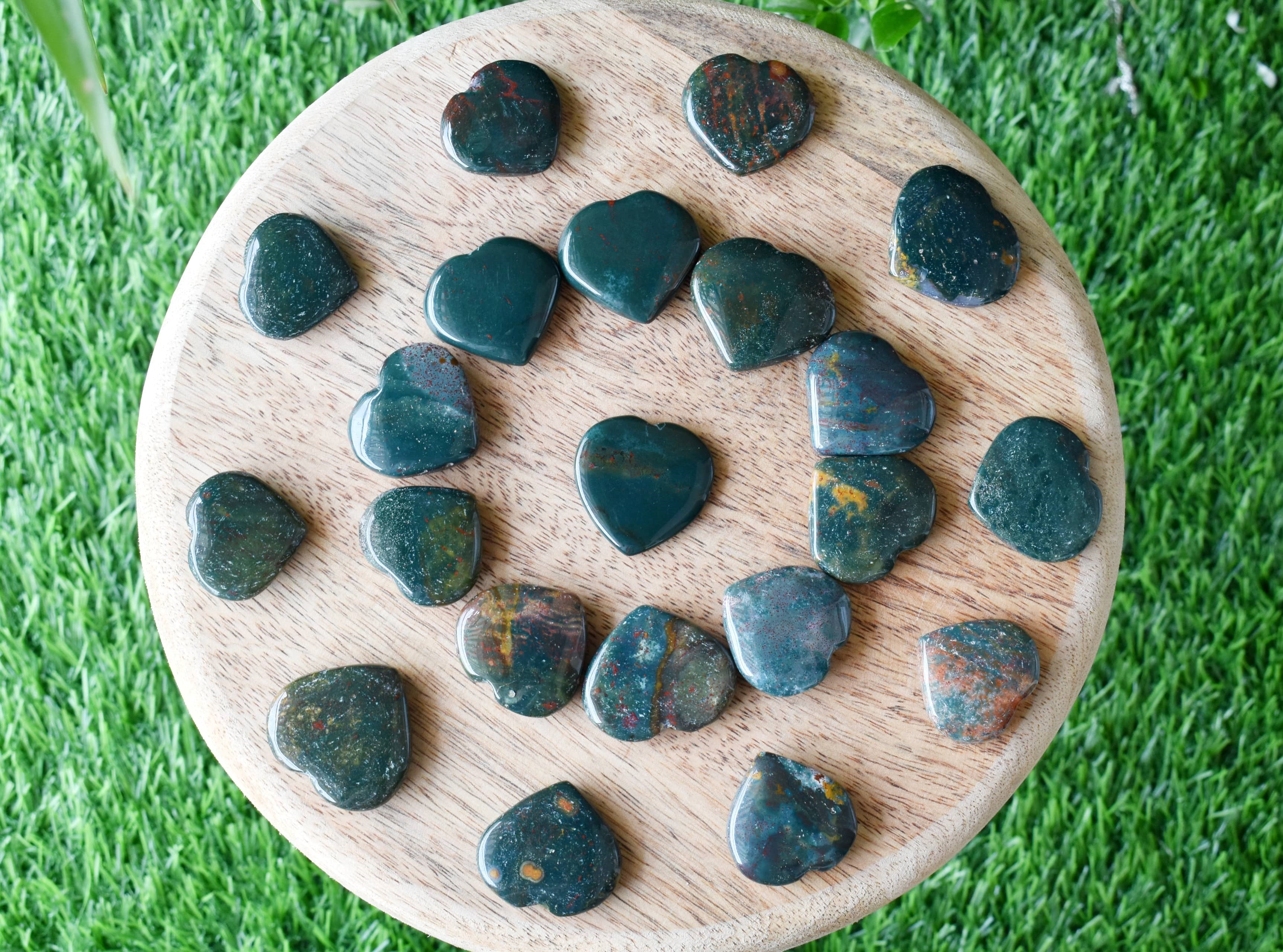 1 Inch Bloodstone Heart, Puffy Mini Pocket Stone Heart