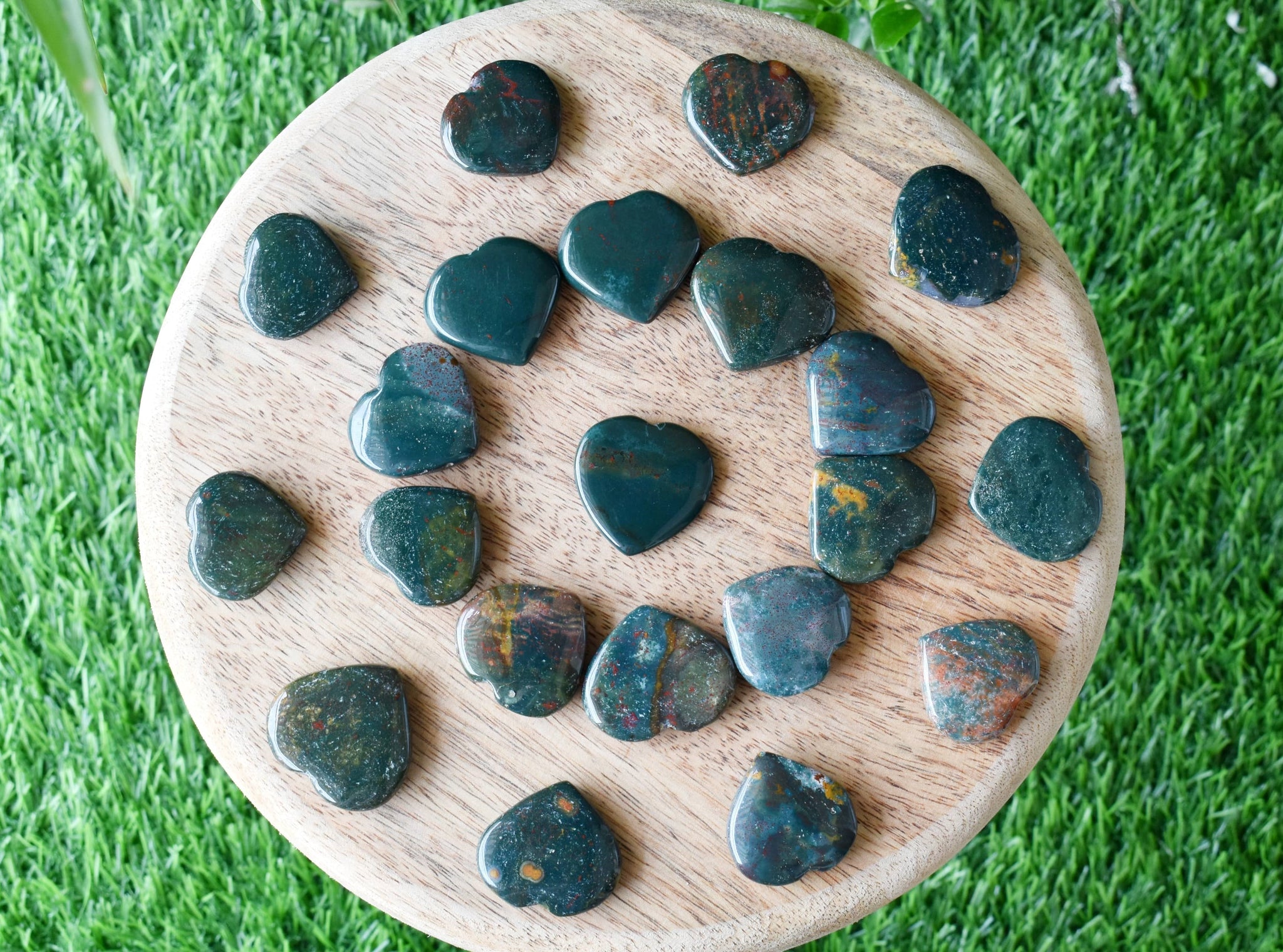 1 Inch Bloodstone Heart, Puffy Mini Pocket Stone Heart