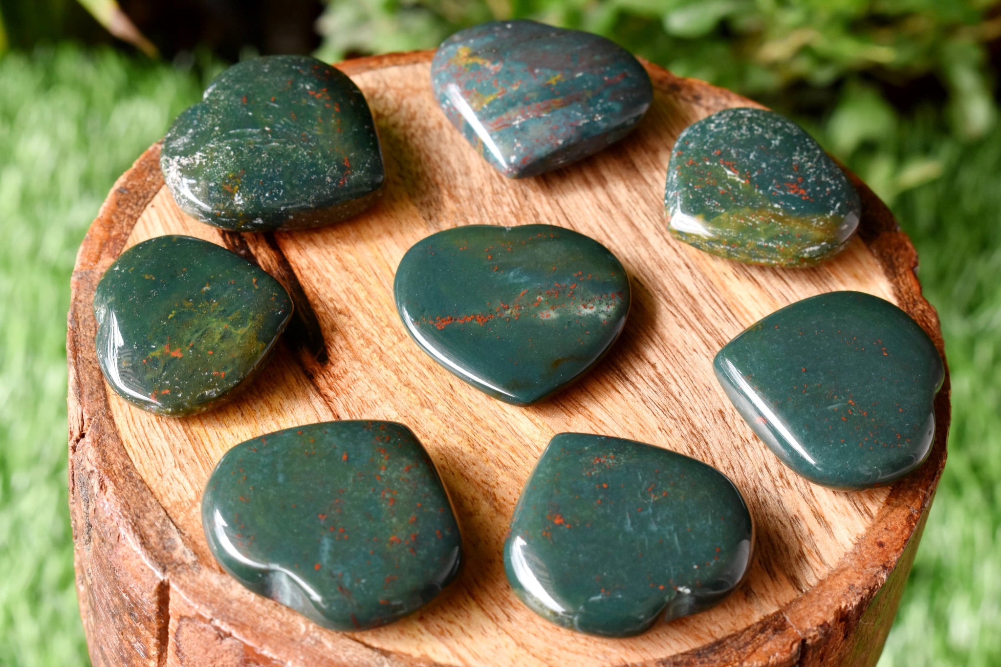 1 Inch Bloodstone Heart, Puffy Mini Pocket Stone Heart