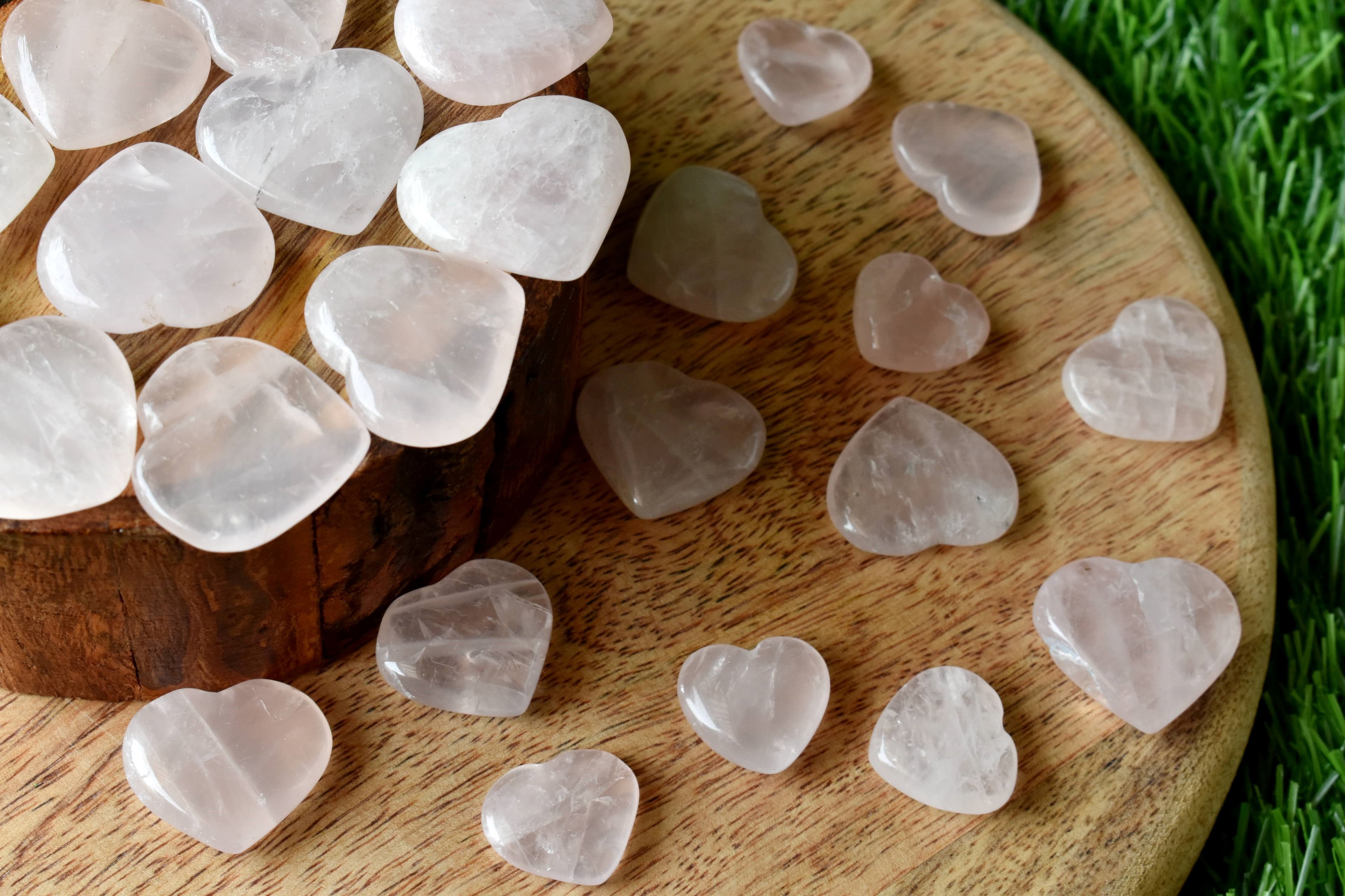 1 Inch Rose Quartz Heart, Puffy Mini Pocket Stone Heart