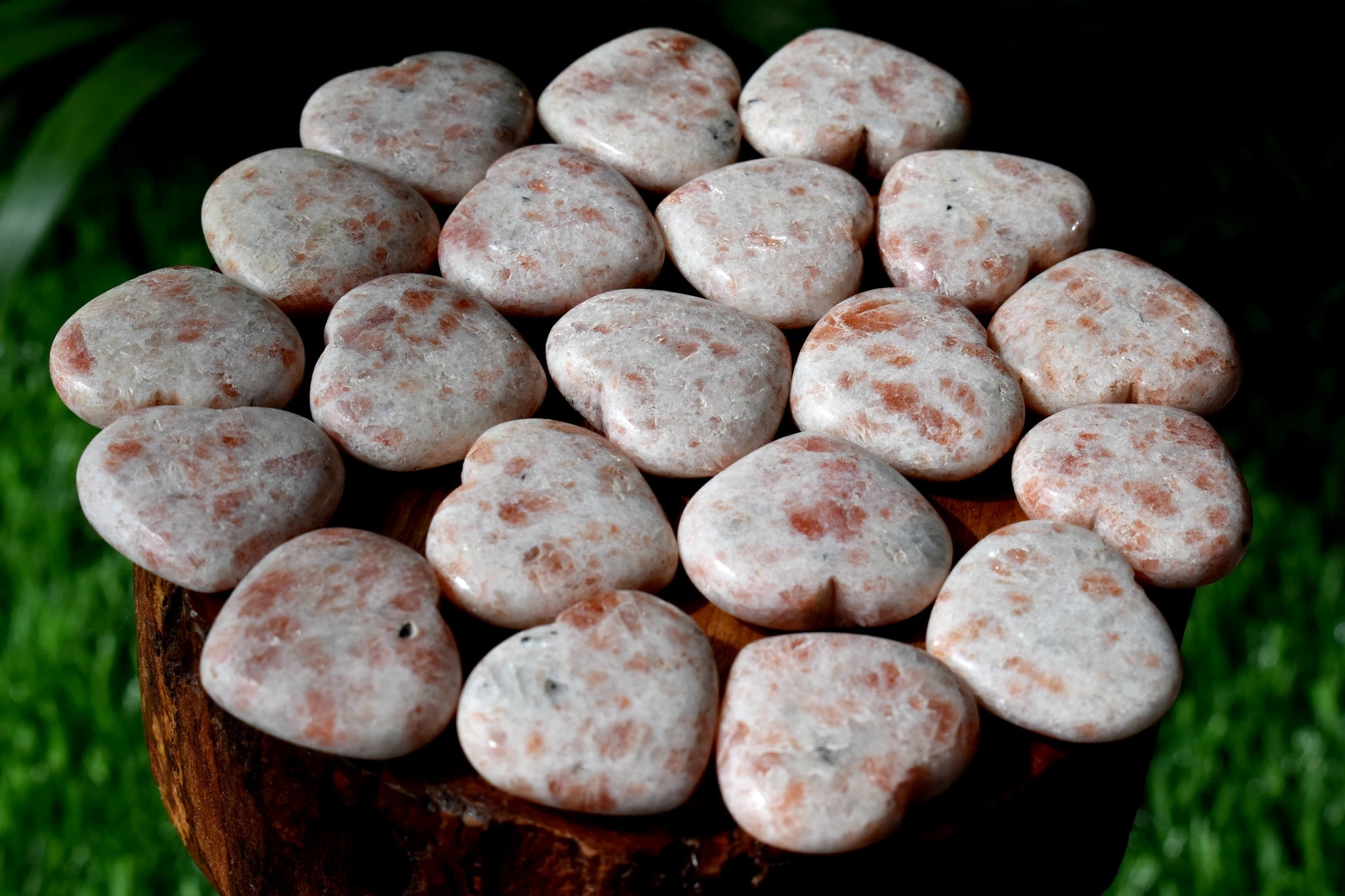 1 Inch Sunstone Heart, Puffy Mini Pocket Stone Heart