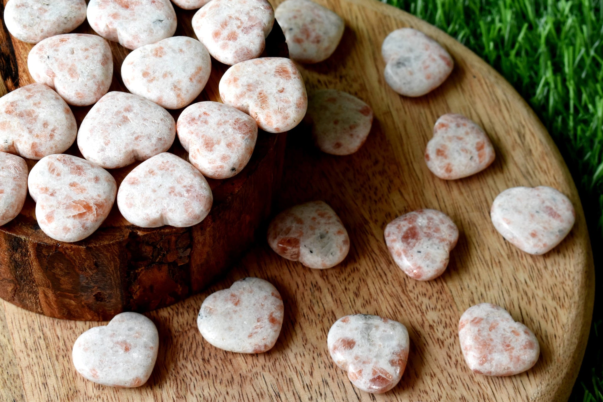 1 Inch Sunstone Heart, Puffy Mini Pocket Stone Heart