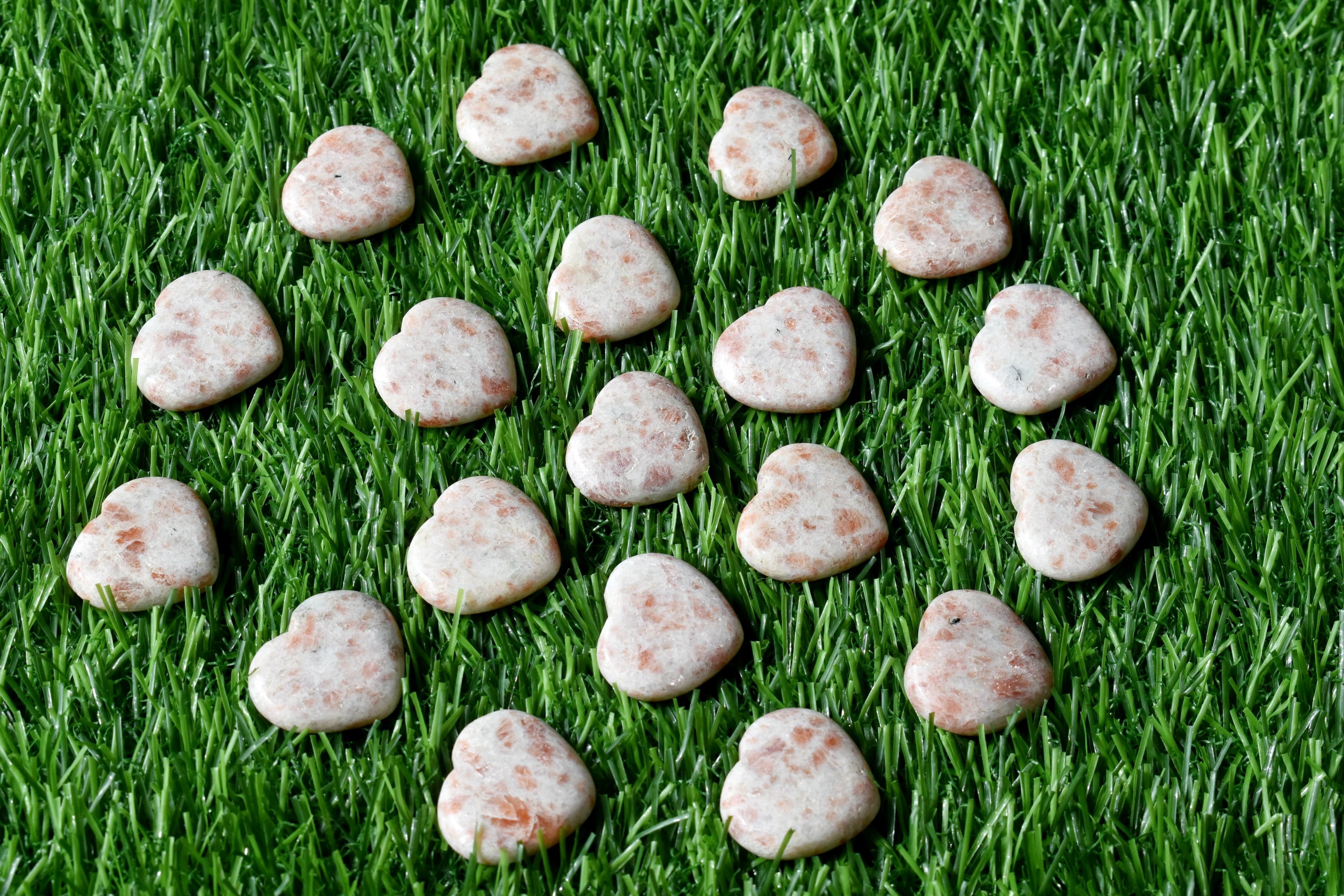 1 Inch Sunstone Heart, Puffy Mini Pocket Stone Heart