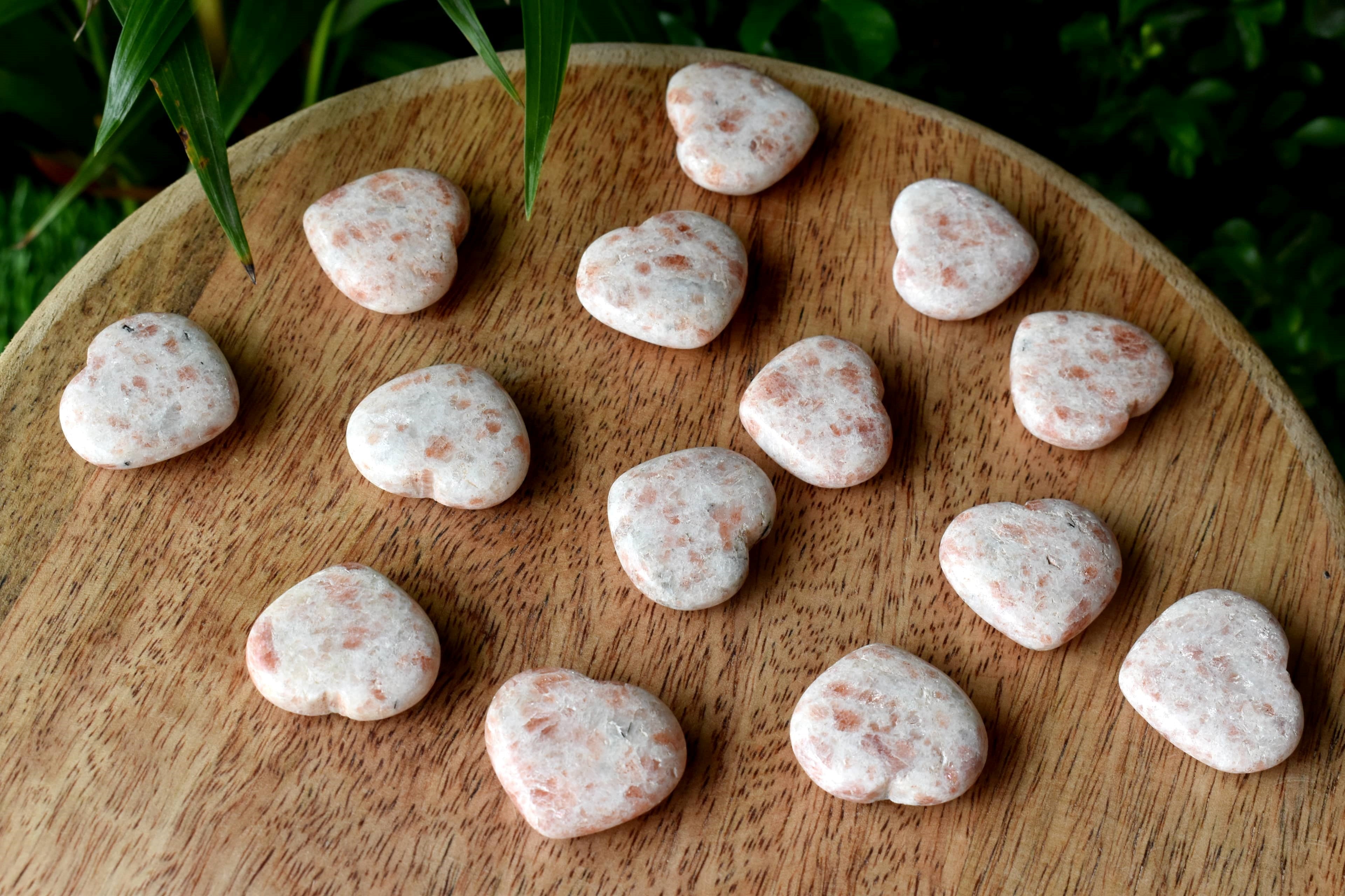 1 Inch Sunstone Heart, Puffy Mini Pocket Stone Heart